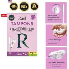 Tampons, Slim Applicator with Organic Cotton Core, Multipack, Regular and Sup... Sanitary Pads and Tampons price