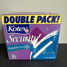 Kotex Security Tampons Regular Absorbency 36 Count Vintage packaging Sanitary Pads and Tampons price