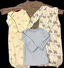 0-3 Months Unisex 4pc Cotton Knit Long Sleeve Animal Print Sleep Sack Button Baby Sleep Set price