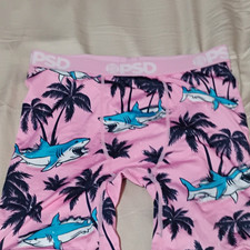 PSD Men's Boxer Brief Underwear L Pink Blue Black Tropical Shark Palm Print Men's Boxer price