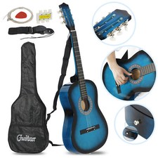 38" Beginner Acoustic Guitar Starter Kit w/Gig Bag, Strings,Strap,Pick,Case Blue Acoustic Guitars price