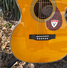 Vintage Yellow OM Acoustic Guitar Solid Spruce Top Premium Ebony Fingerboard Acoustic Guitars price