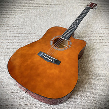 Full-Size 41" Brown Acoustic Guitar Starter Set w/ Cutaway, Capo, Tuner & More Acoustic Guitars price
