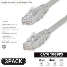 3 Pcs 3ft CAT6 Cable Ethernet Lan 10Gbps RJ45 Network Patch Cord Internet Router Network Cable price