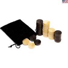Solid Wood 30 Replacement Game Chips with Storage Bag for Backgammon & Checkers Backgammon price