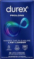 Durex Prolong Condoms with Delay Lubricant, Ribbed & Dotted Condoms for Men, 12 Condoms price