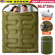 Double Sleeping Bag for Adults Queen Size XL,Oversized Sleeping Bags W/2 Pillows Sleeping Bag price