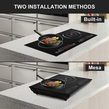 24in Electric Cooktop 2 Burners Ceramic Glass Stove Top Touch Control 4000W Built-in Cooktops price