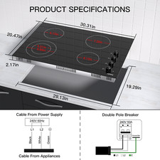 30in Built-in Electric Cooktop Stove Top Radiant Ceramic Cooktops 4 Burner 6700W Built-in Cooktops price