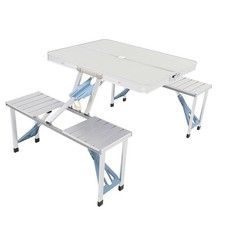 Aluminum Folding Camping Picnic Table With 4 Chair Seats Portable Table Silver Camping & Picnic Table price