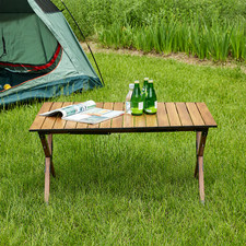 37in Portable Folding Camping Table Aluminum Picnic Table Wood Grain Brown Camping & Picnic Table price