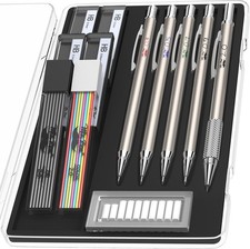 - Metal Mechanical Pencil Set with Lead and Eraser Refills, 5 Sizes Mechanical Pencil price