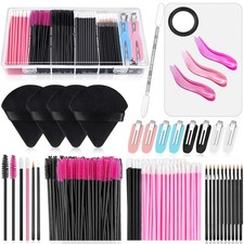 Disposable Makeup Applicators Kit with Triangle Puff Mixing Black and Pink Makeup Brushes and Accessories price