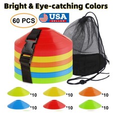 60Pcs Soccer Disc Cones Football Agility Training Field Marking Aid w/ Carry Bag Football Equipment price