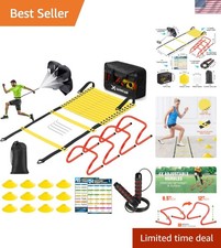 Professional Agility Training Set - 20ft Ladder, Adjustable Hurdles & Parachute Football Equipment price
