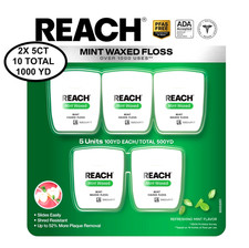 10 PK. REACH MINT WAXED FLOSS REFRESHING MINT, 10 PK (100 YD EA.) 1000 YD TOTAL Dental Floss price
