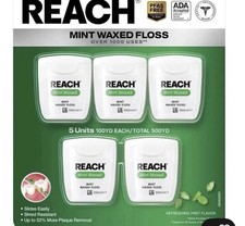NEW Reach Mint Waxed Dental Floss, 5 Pack, 500 Yards Total Dental Floss price