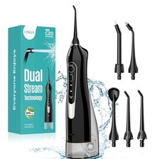 COSLUS Water Dental Flosser Teeth Pick: Portable Cordless Oral Dual Stream Dental Floss price