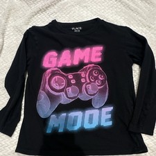 The Children's Place Boys Black "Game Mode" Long Sleeve Tee M 7/8 Boys' T-shirt price