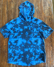 Wonder Nation Boys XXL (18) Blue/Black Tie-Dye Hooded Pocket T-Shirt Short Slv Boys' T-shirt price