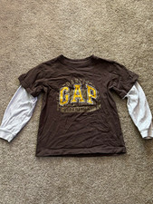 Gap Kids Boys XS (4-5) Brown Long Sleeve Crew Neck Graphic Logo T-Shirt Boys' T-shirt price
