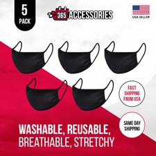 [5-Pcs] Black Face Fashion Mask Cloth Washable Unisex Black Soft Breathable Masks price