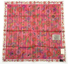 RARE Vtg LANCETTI Milano Handkerchief Scarf Big Series Bird Flower 23" Japan Shawl price