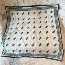 Vintage 80’ Hampton Hall Ltd White Green Navy Print Square Scarf for Women Shawl price