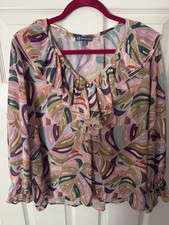Democracy XL Women’s Blouse Classic Ruffle Neck Multi Color Flowy Blouse price
