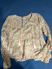 American Eagle Floral V-Neck Long Sleeve Pullover Blouse, Women’s S Multicolor Blouse price