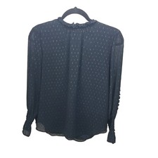 Ann Taylor Womens Sz PS Black Geometric Long Sleeve Blouse Blouse price