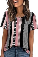 Women's Plus Size Short Sleeve Crew Tops - Loose Fit Cotton Casual Trendy Blouse price