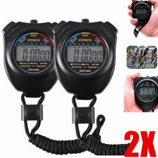 Pack 2x Waterproof Digital Handheld Sports Stopwatch Stop Watch Chronometer NEW Stopwatch price