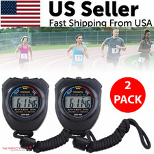 2PCS SET Digital Stopwatch Sports Counter Chronograph Date Timer Odometer Watch Stopwatch price
