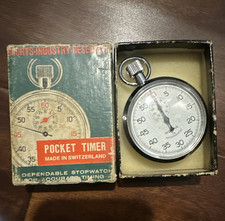 Functional vintage Swiss Made Pocket Stopwatch Timer, Silver Metal Stopwatches Stopwatch price