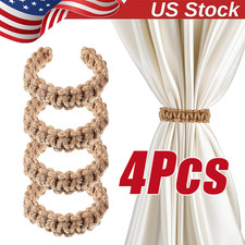 4X Twist Curtain Buckles Jute Braided Curtain Tie Rope Tieback Holder Clips US Curtain Accessory price