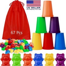 67-pc Rainbow Colored Counting Bears with Cups Sorting Educational Toys for Kids Education Sets price