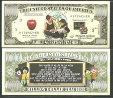 WORLDS GREATEST TEACHER 1 MILLION DOLLAR NOVELTY BILL BY AMERICAN ART CLASSICS American Classics price