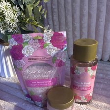 Global Beauty Care Rose & Peony Gift Set Bath Salts & Body Wash 10.5 oz Body Care Sets price