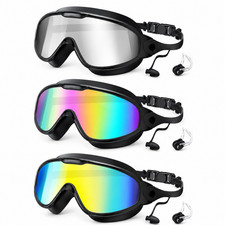 2/3Pack-Adjustable-Wide-View Swim Goggles| Anti-Fog UV Lens |Earplugs & Nose Pad Swim Goggles price
