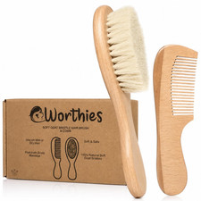 Baby Hair Brush and Comb Set, Wooden Newborn Brush with Soft Goat Hair Bristles, Hair Brush and Comb price