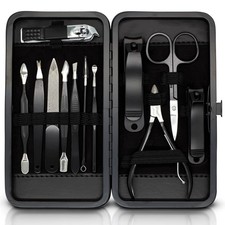 Nail Clippers Set - Black Stainless 12 in 1 For Men And Women Manicure Pedicu... Manicure / Pedicure Supplies and Sets price