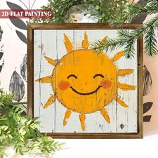 Distressed White Wood Happy Smiling Sun Square Wooden Plaque Rustic Decoration Wooden Wall Art price
