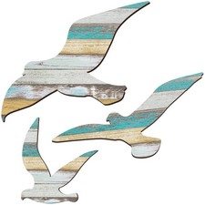 3Pcs Wood Seagull Beach Wall Decor Nautical Coastal Theme Art Adhesive Seagul... Wooden Wall Art price