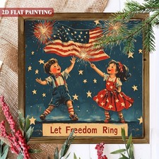 4th of July Wooden Plaque Let Freedom Ring Retro Patriotic Kids Wall Art Decor Wooden Wall Art price