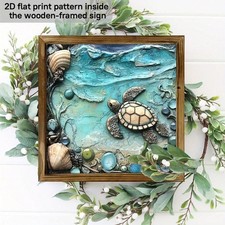 Sea Turtle Seashell Ocean Wooden Plaque Coastal Bathroom Wall  Art Decor Wooden Wall Art price
