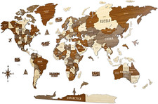 3D Wooden World Map Wall Decor - Perfect Gift for Travelers and Home Decor Wooden Wall Art price