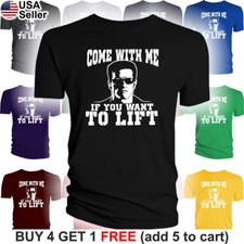 Come with me if you Want to Lift T-Shirt Arnold Terminator Exercise Gym Work Out Fitwear (Fitness Clothing) price