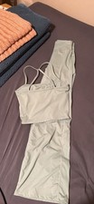 Light Green 2-Piece Athleisure Set Bra & Leggings Knit Stretch Athletic Fit Fitwear (Fitness Clothing) price