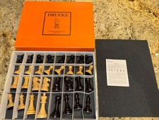 Drueke Wooden Classic Chess Set Complete New 82047 4" King Ebony Boxwood RARE! Chess price